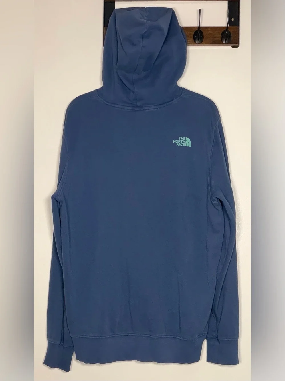 The North Face Men's Navy Hoodie with Multicolor Landscape Graphic